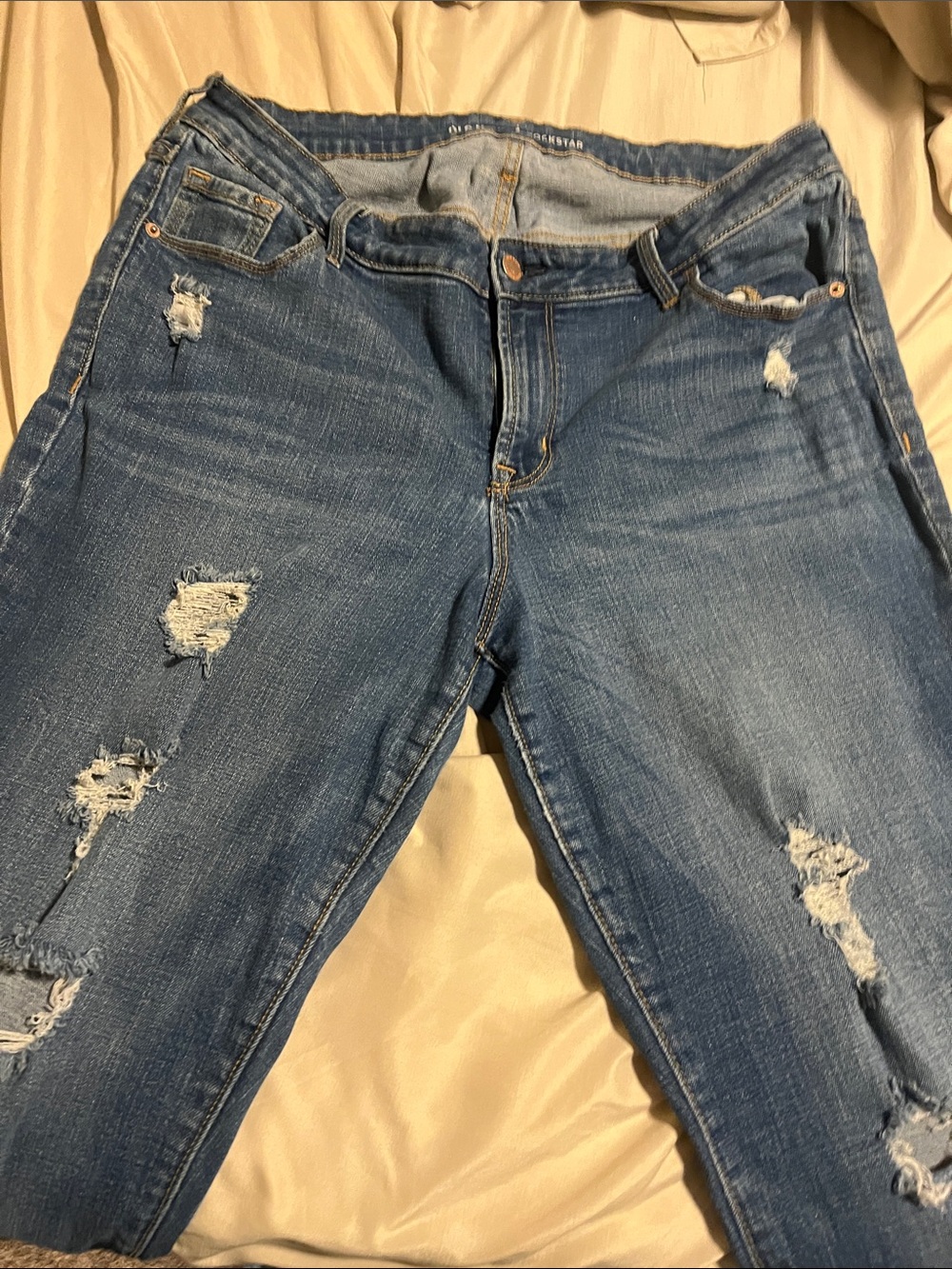 Old Navy Medium Blue Distressed Skinny Jeans